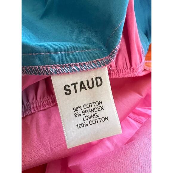 Staud Elio Dress in Hibiscus Multicolor Off The Shoulder Tiered Dress Size 2 NWT - Picture 9 of 9